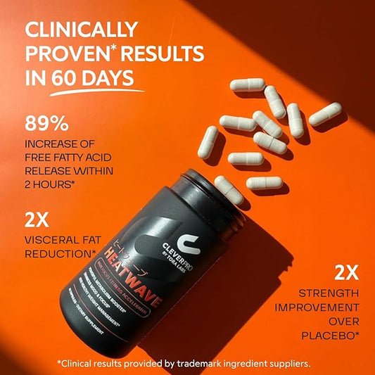 CLEVERPRO Heatwave - Focus-Enhancing Performance Booster for Men & Women, Metabolism Booster for Weight Loss – Supports and Enhances Mood & Focus, Aids Healthy Weight Management – 60 Capsules