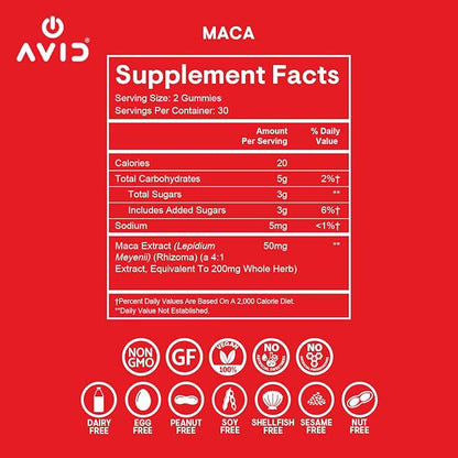 Playboy - Maca Root Gummies for Women and Men (60 Count - Peach Flavored) - Boost Sexual Vitality, Libido, Fertility - Supplement - 100% Natural, Vegan Non GMO - 4:1 Extract Maca Peruana