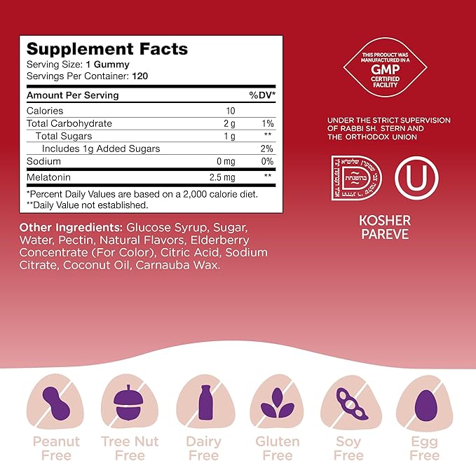 Zahler - Chapter One Sleep Melatonin Gummies for Kids & Adults (120 Flavored Gummies) - 2.5 mg, Kosher, Natural Sleep Support