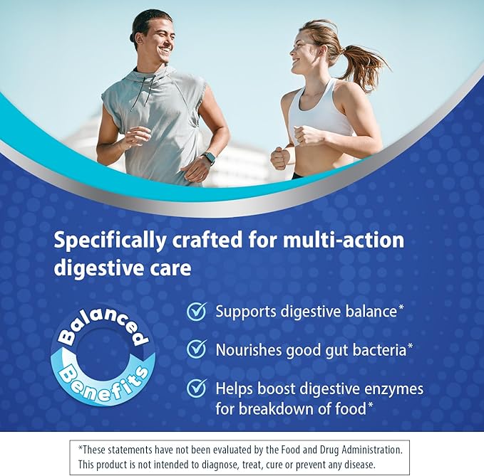 Florastor Prebiotic and Probiotic Gummies, Digestive and Metabolic Support Probiotic Blend for Multi-Action Digestive Health Care, with Vitamin B12, 56 Gummies