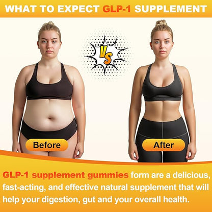 GLP-1 Supplement for Women, 5X GLP-1 Blends with Akkermansia Probiotic & Berberine, 17-in-1 High Efficiency GLP-1 Probiotic Gummies , for Energy, Digestion & Gut, Yuzu Flavor, Sugar Free - 90 Gummies