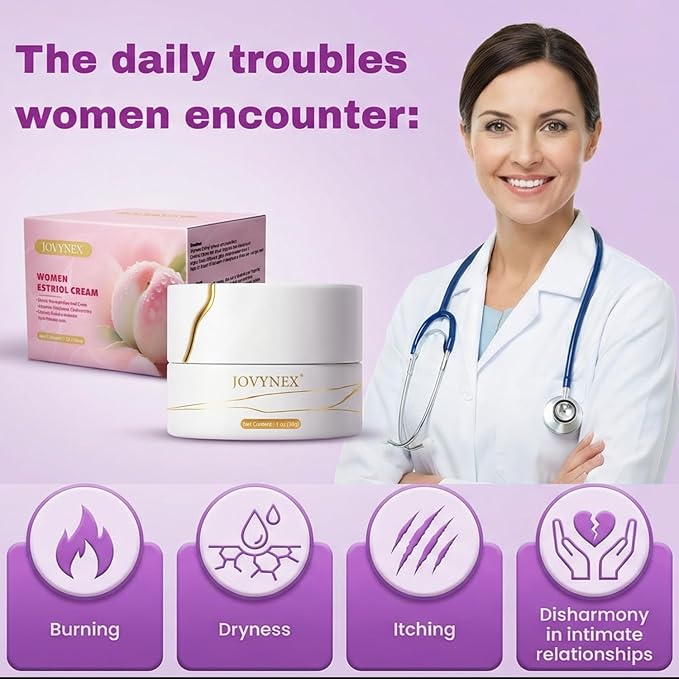 Bioidentical Estriol Cream for Menopausal Women: Natural Vaginal Care for Dryness, Refreshing Fast-Absorbing, 1oz 30-Day Supply