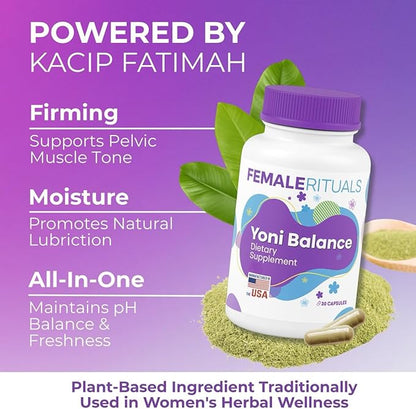 Yoni Balance Vaginal Pills – 30 Count | Natural Vaginal Rejuvenation & Moisturizer for Dryness | Kacip Fatimah Formula – No Gel or Cream Required