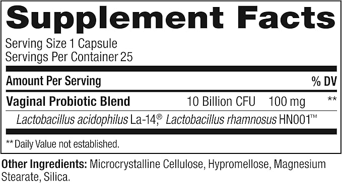 OLLY Happy Hoo-Ha Capsules, Probiotic for Women, Vaginal Health and pH Balance, 10 Billion CFU, Gluten Free - 25 Count (Pack of 2)