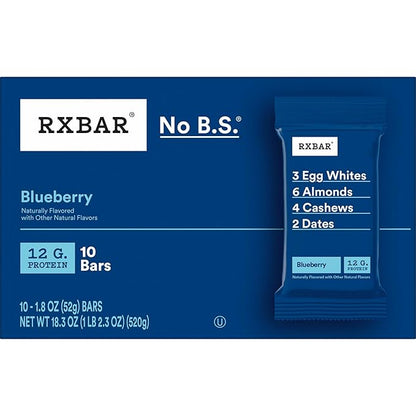 RXBAR Protein Bars, Protein Snack, Snack Bars, Blueberry, 18.3oz Box (10 Count)