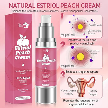 Natural Silky Peach Cream for Women, Plant-Based Estrogen Cream - Relieves Menopausal Vaginal Dryness & Itching, Regulates Female Hormonal Balance (1.76 fl.oz)
