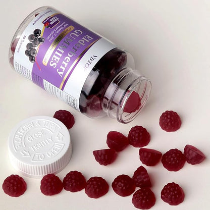 5-in-1 Sambucus Elderberry Immune Gummies, Daily Immune Support for Adults & Kids 4+, with Vitamin C, Zinc, Gluten Free, Vegetarian, Natural Sugar-Free Elderberry Supplement, 120 Gummies