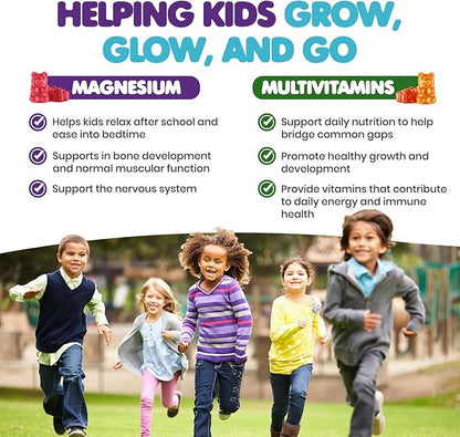 DR. MORITZ Kids Magnesium Gummies (60 Count, 2 Pack) and Kids Multivitamin Gummies (60 Count, 2 Pack) Bundle - for Relaxation and Health Support - Toddler Vitamins - Magnesium Calm Supplement