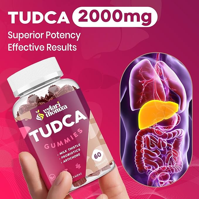 Premium TUDCA Bile Salts Gummies - 2000mg High Potency Liver Support Supplement, Liver Detox & Repair with Milk Thistle, Artichoke, Probiotics - Vegan, 60 Servings