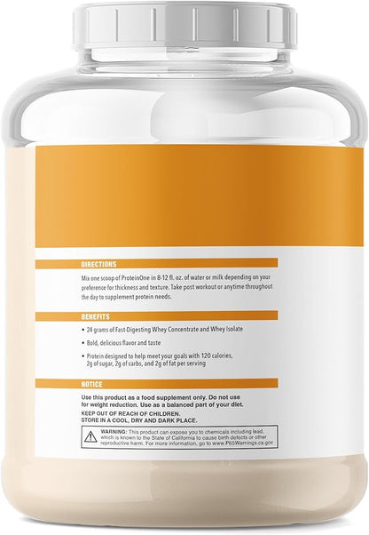 NutraOne ProteinOne Whey Protein Promote Recovery and Build Muscle with a Protein Shake Powder for Men & Women (Vanilla Ice Cream - 5 lbs.)