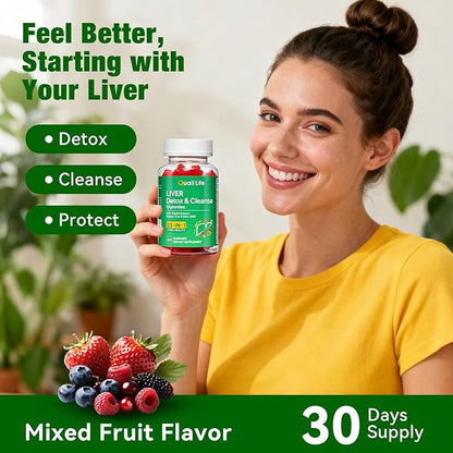 Liver Detox Gummies for Cleanse & Repair - 2000mg Milk Thistle, Turmeric, Dandelion Root & Artichoke for Liver Support, Digestion, Metabolism & Antioxidant - Mixed Fruit Flavor, 60 Gummies (2)