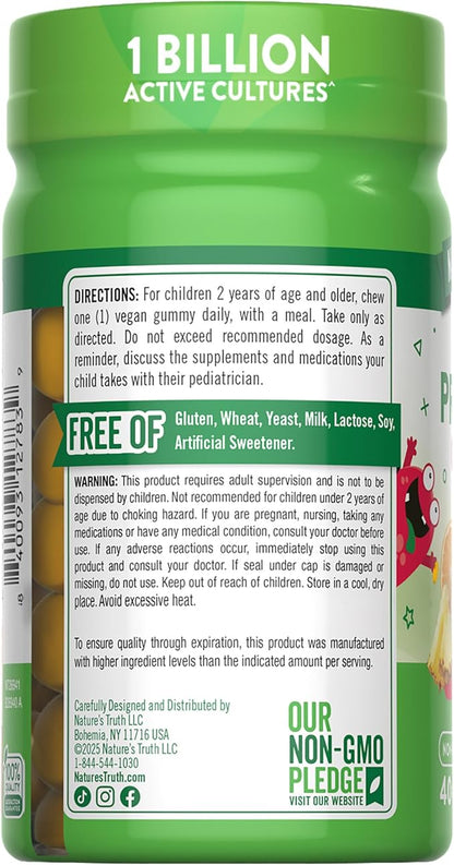 Nature's Truth Kids Probiotic Gummies | 40 Count | Mixed Fruit Flavor | Vegan, Non-GMO & Gluten Free Supplement