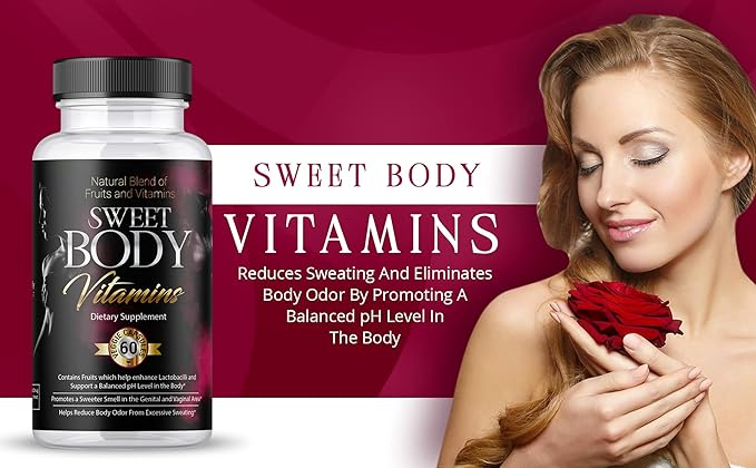 SweetBody Vitamins - Eliminates Body Odor and Reduces Sweating by Promoting a Balanced pH Level in The Body (1 Bottle - 30 Capsules)