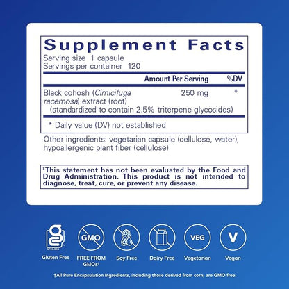 Pure Encapsulations Black Cohosh 2.5 | Hypoallergenic Supplement to Offer Support During Menopause* | 120 Capsules