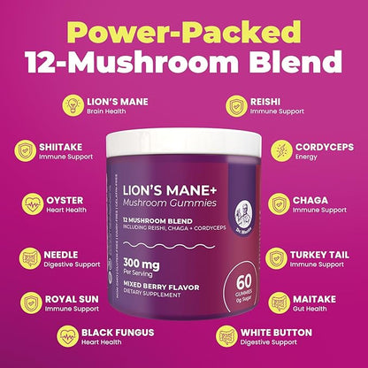 DR. MORITZ Ashwagandha + Lions Mane Mushroom Gummies Bundle – 120 Count Each – Sugar-Free, Non-GMO – with L-Theanine – Ashwagandha for Men & Women – Supports Calm, Focus, Relaxation & Immune Health