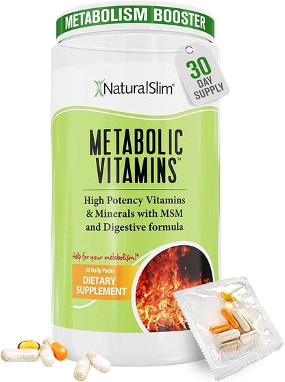 NaturalSlim Metabolic Vitamins, Multivitamin for Women & Men, Supports Energy, Metabolism & Nutrient Absorption with Digestive Enzymes, Womens Multivitamin with B-Complex & Niacin 1 Pack