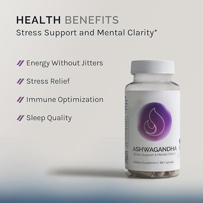 InfiniWell Ashwagandha Supplements - Herbal Supplements with Shoden Ashwagandha Root - Promote Mental Clarity, Hormonal Balance, Daily Relaxation & Muscle Recovery (60 Capsules)