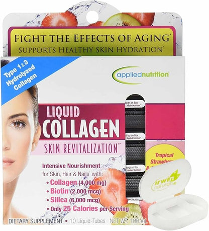 Lumintrail Liquid Collagen Skin Revitalization Dietary Supplements 10 Liquid Tubes with Pill Case