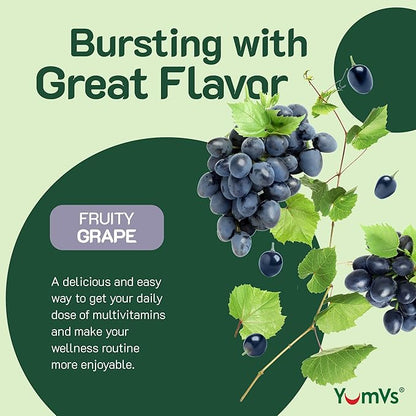 YUM-V'S Iron Gummies - Multivitamin Iron Supplement with Vitamin C, A, B & Zinc, Supports Blood Oxygen, Vegan Supplements for Women, Men & Kids for Growth and Development - Grape Flavor | 2-Pack