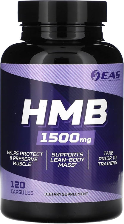 EAS HMB 1500mg | Quality Beta-Hydroxy Beta-Methylbutyrate | Protect & Support Lean Muscle Mass | Enhanced Recovery & Muscle Repair | 120 Capsules