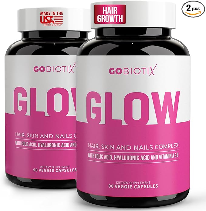 GOBIOTIX Hair Skin and Nails Vitamin Supplement - 10000mcg Biotin Pills with Hyaluronic Acid, Folate, Iron, Magnesium, and Zinc - Collagen Production, Hair Growth - 60 Servings