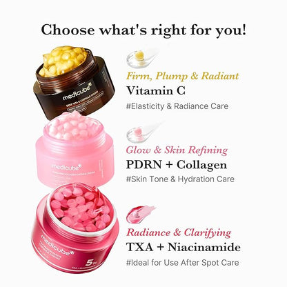 medicube Capsule Cream with Salmon DNA PDRN Pink Collagen | Lightweight Moisturizing Cream with PDRN, Niacinamide for Uneven Skin Tone and Texture, Glow hydration | Korean Skincare, 1.94 oz