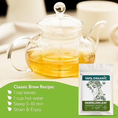 Organic Dandelion Leaf Tea (2 oz.) – Dandelion Leaves – Diente de Leon Organico Hierba - Traditionally Used to Supports Water Balance & Everyday Comfort