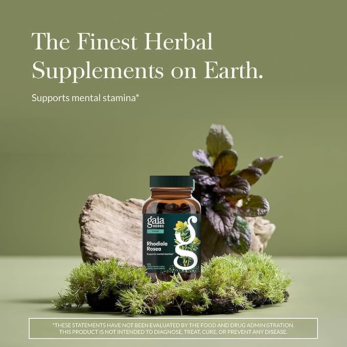 Gaia Herbs Rhodiola Rosea - Stress Support Supplement Traditionally for Supporting Healthy Stamina & Endurance* - with Siberian Rhodiola Root Extract - 120 Vegan Liquid Phyto-Caps (120 Servings)