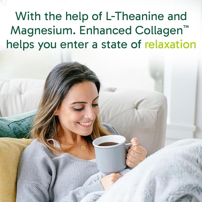 Organika Enhanced Relax Collagen Peptides Powder with L-Theanine & Magnesium Bisglycinate (9 oz): Enriched Collagen Powder for Women & Men - Skin, Hair, Joints - Sleep, Vitality, Relaxation