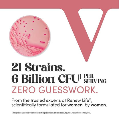 Renew Life Ultimate Flora Vaginal Probiotics for Women | 6 Billion CFU | 60 Delayed Release Vegan Capsules | Vaginal Health and pH Balance | Dairy, Soy and Gluten Free Supplement