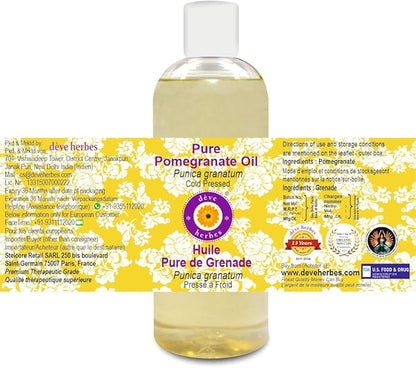 Deve Herbes Pure Pomegranate Oil (Punica granatum) Cold Pressed 200ml (6.76 oz)