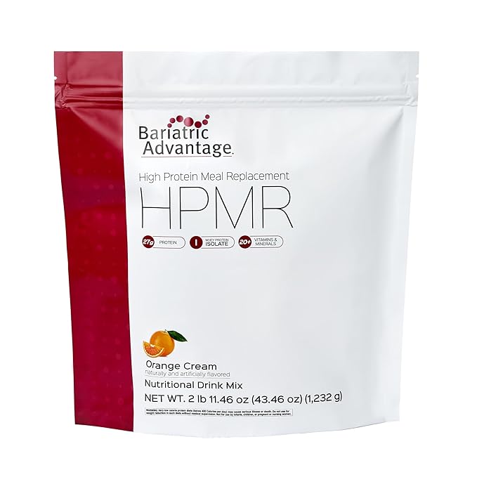 Bariatric Advantage High Protein Meal Replacement Drink Mix - Protein Powder Whey Isolate for Gastric Bypass & Sleeve Gastrectomy Patients - 28 Servings with 27 g Protein - Orange Cream - 44.44 oz