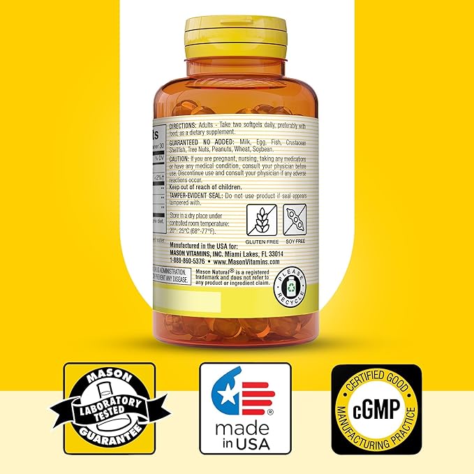 MASON NATURAL Evening Primrose Oil Softgels, 3 Month Supply, May Support Women’s Healh, 3 Pack (1 Month per Bottle)