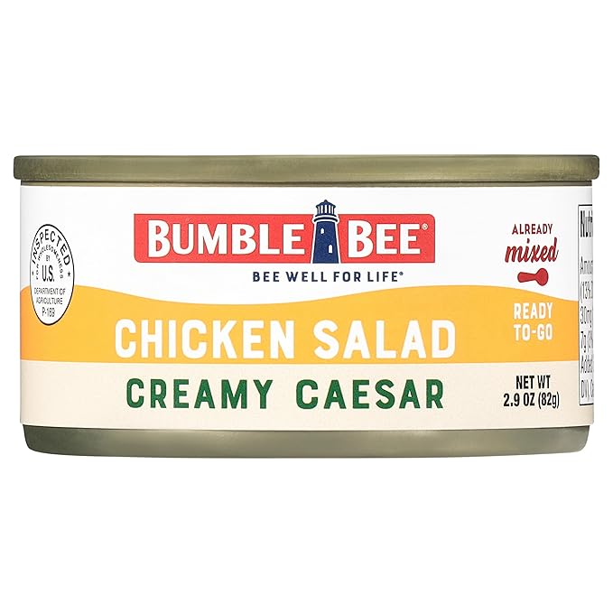 Bumble Bee Snack On The Run! Protein Snack Pack - Creamy Caesar Chicken Salad with Crackers - 10g Protein per Box - Ready to Eat Easy-Open Canned Chicken (Pack of 1)