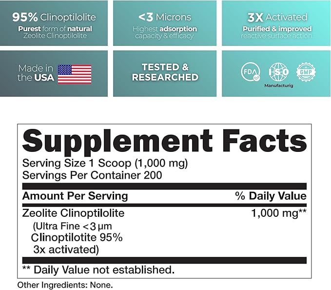 Zeolite Detox for Adults Sorbolit - Zeolite Powder Binder Detox Cleanse - Zeolite Clinoptilolite for Deep Full Body Detox, Gut Cleanse, Cellular and Liver Detox (Powder)