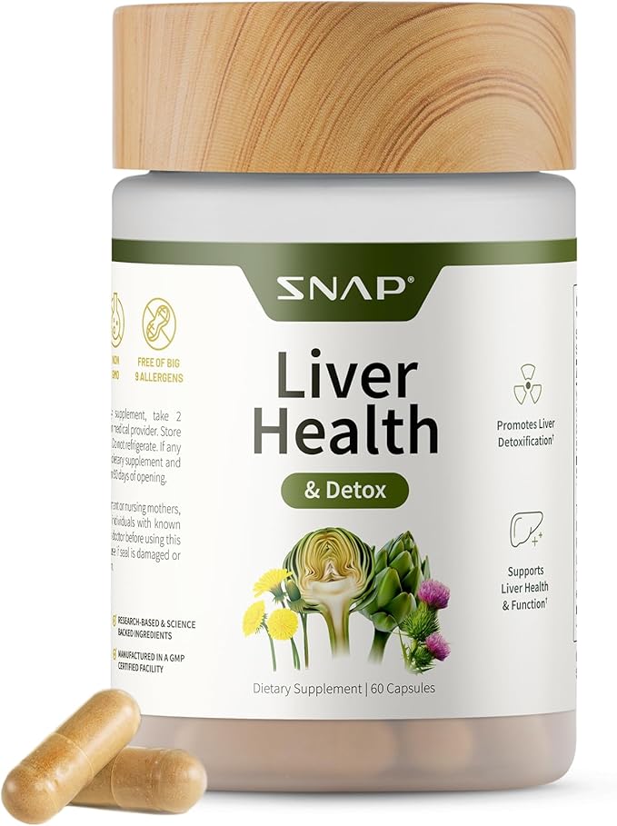 Snap Supplements Liver Health & Detox - Milk Thistle Supplement Supports Healthy Liver and Digestive Health, 60 Vegetarian Capsules (1 Month Supply)