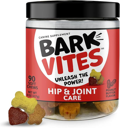Hip & Joint Supplement for Dogs - Glucosamine, MSM, Chondroitin & Omega-3 Chews with Turmeric & Vitamin E for Mobility, Comfort & Anti-Inflammatory Support, 90ct