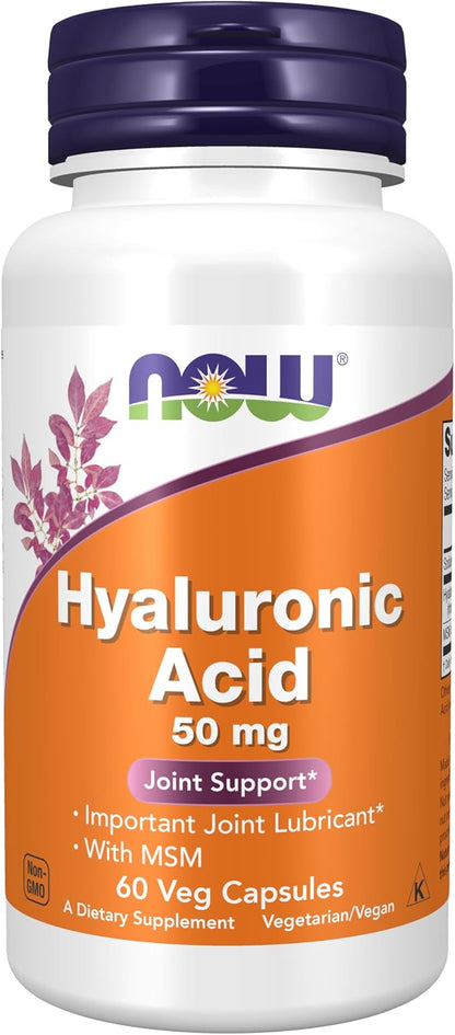 NOW Supplements, Hyaluronic Acid 50 mg with MSM, Joint Support*, 60 Veg Capsules