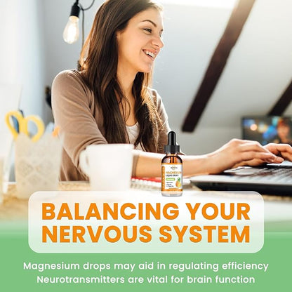 Magnesium Glycinate Liquid Drops, 1000mg of Liquid Magnesium Complex Supplement for Sleep, Nerve, Energy, Muscle, Bone, Calm & Digestion, High Absorption, 2 Fl Oz, Sugar-Free Pineapple Flavor
