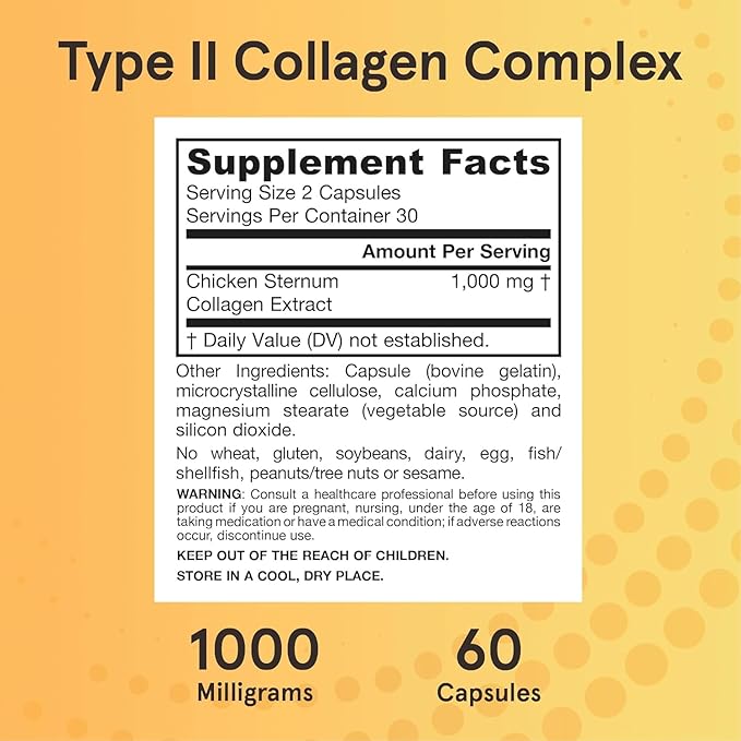 Jarrow Formulas® Type II Collagen Complex 1000 mg Supplements, Supports Skin and Joint Health, 60 Capsules, 30 Day Supply (Pack of 2)
