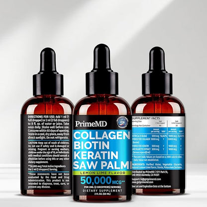 Lemon Lime Liquid Collagen Drops With Liquid Biotin For Radiant Hair, Smooth Skin, Strong Nails | Daily Peptides Support Collagen For Women & Men | Great-Tasting, Easy, Dropper-Ready, 2 Fl Oz (2 Pack)