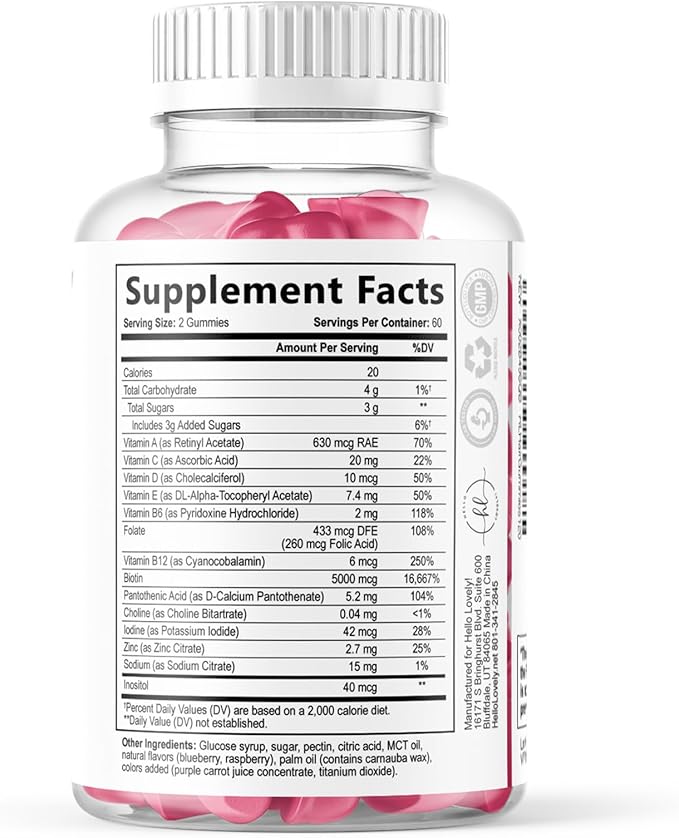 Hair Vitamins Gummies for Hair Growth - Best Multivitamin Supplement for Hair, Skin & Nails with 5000 mcg Biotin per Serving - Supports Thicker, Stronger Hair Women & Men - Berry Flavor - 120 Gummies