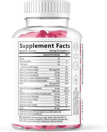 Hair Vitamins Gummies for Hair Growth - Best Multivitamin Supplement for Hair, Skin & Nails with 5000 mcg Biotin per Serving - Supports Thicker, Stronger Hair Women & Men - Berry Flavor - 120 Gummies