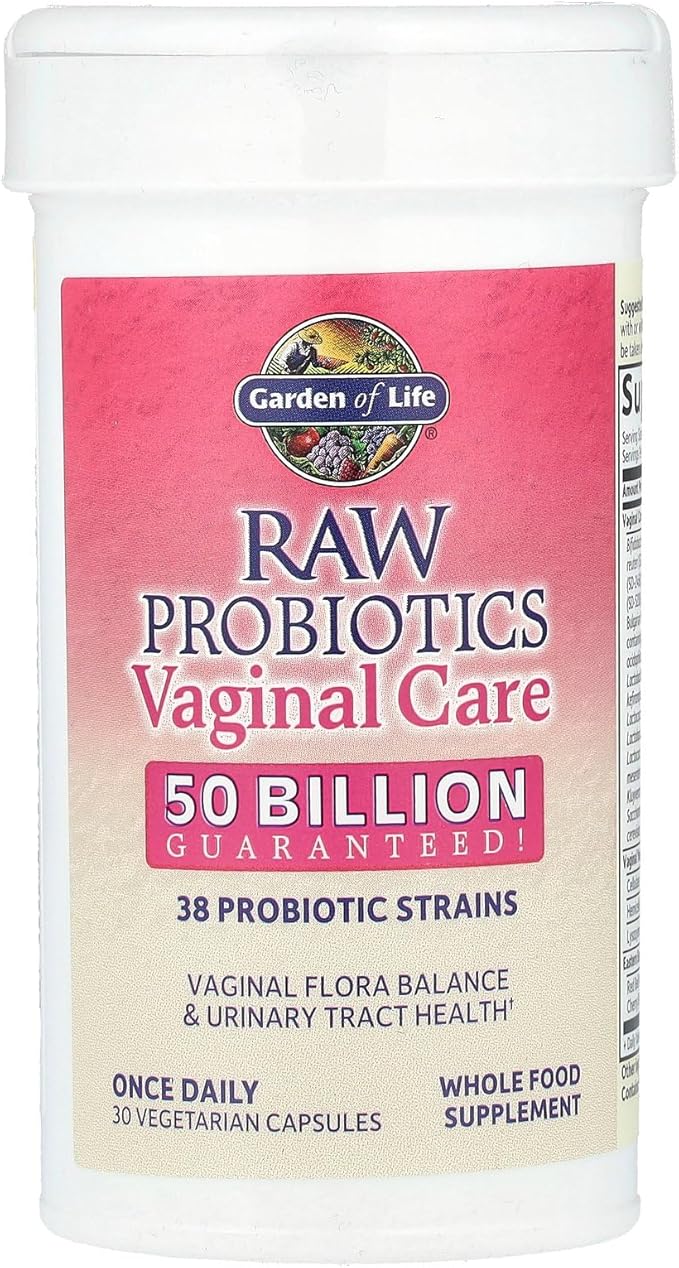 Garden of Life Raw Probiotics Vaginal Care - 50 Billion CFU - 38 Probiotic Strains - Supports Vaginal & Urinary Tract Health - Shelf Stable - 30 Vegetarian Capsules