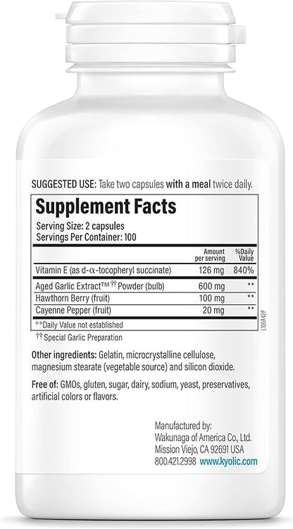 Kyolic Aged Garlic Extract Formula 106, Circulation Health*, 200 Capsules.