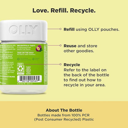 OLLY Daily Energy Gummy, Caffeine Free Cellular Energy Production,* Vitamin B12, CoQ10, Goji Berry, Adult Chewable Supplement, Tropical Passion Flavored, 60 Day Supply - 120 Count