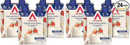 Atkins Strawberry Flavored Protein Shake,High Protein,Low Glycemic,Low Sugar and-Low Carb,Keto Friendly,Gluten Free,(Pack of 24)