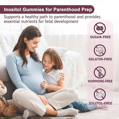 Myo-Inositol & D-Chiro Inositol Gummies Sugar Free, Ideal 40:1 Ratio Inositol Supplement for Women w/ Vegan Omega-3, D3, Magnesium, Methyl Folate, B12, Inositol Multivitamin for Women's Overall Health