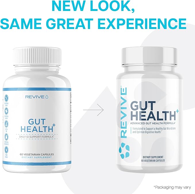 Revive MD Gut Health Supplements for Men & Women - Daily Gut Repair & Digestive Health Support Formula with Thyme, Oregano & Milk Thistle - Vegan-Friendly, Gluten-Free (60 Capsules, 30 Servings)