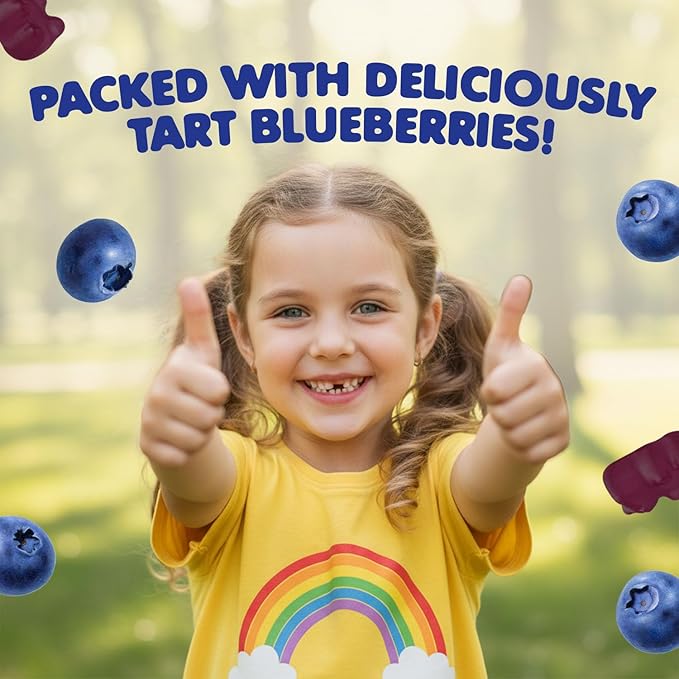 Dr. Moritz Kids Magnesium Gummies, No Sugar Added and Non-GMO Magnesium Supplement, Calm Kids Chewables with Blueberry Flavor, 60 Gummies